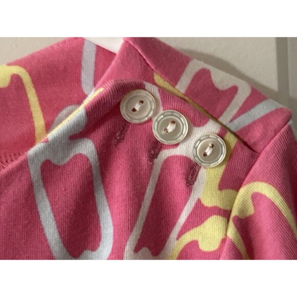 J McLaughlin Size Large Pink Chain link Print 3/4 Sleeve Top Nautical Preppy - Picture 9 of 9